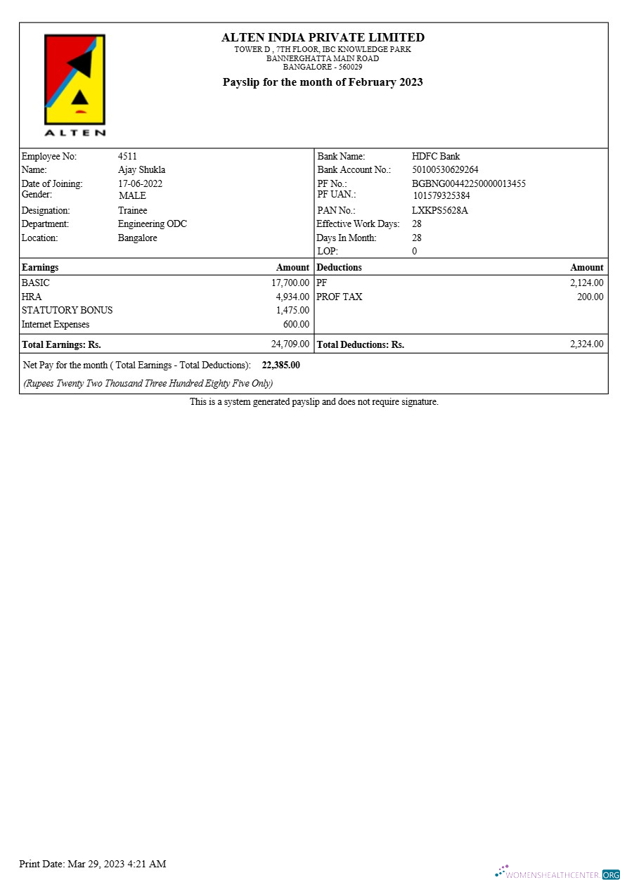 Download Alten India payslip template in Word and PDF formats.pdf, 2 Photoshop template